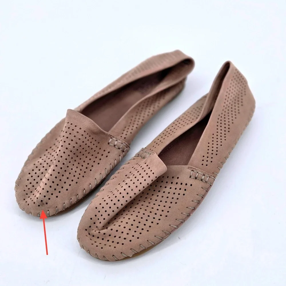 Adam Tucker by Me Too Kori Perforated Ballet Flat Taupe Loafers Shoes Size US 8